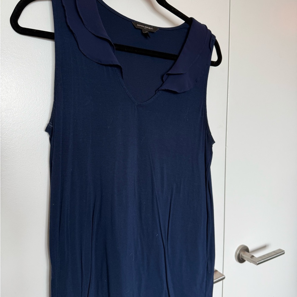 Banana Republic Blue Ruffled Sleeveless Tank Top